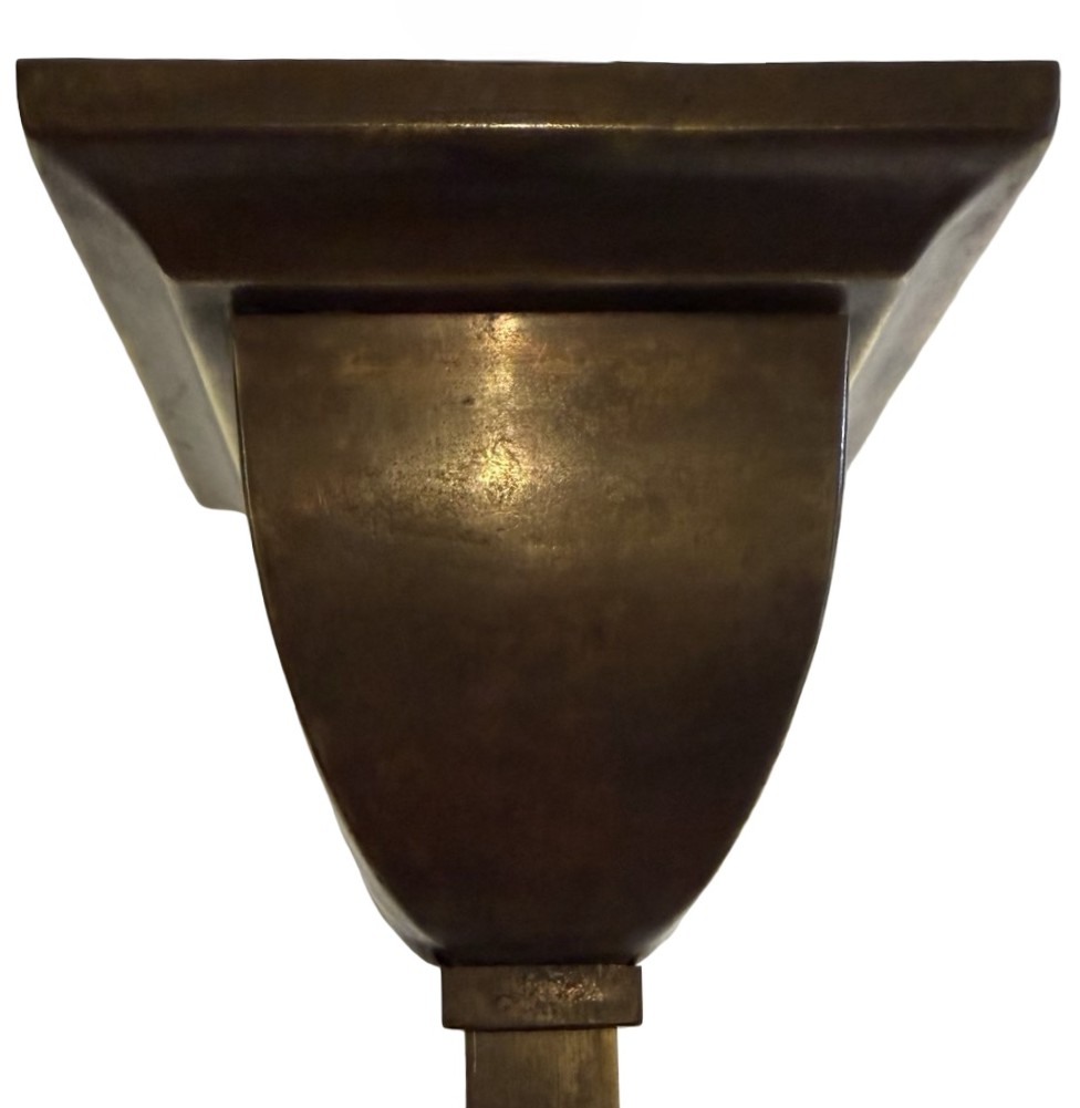 VL1398 Antique c1910 Brass Craftsman Wakefield Pendant Emeralite Shades Restored - Image 5
