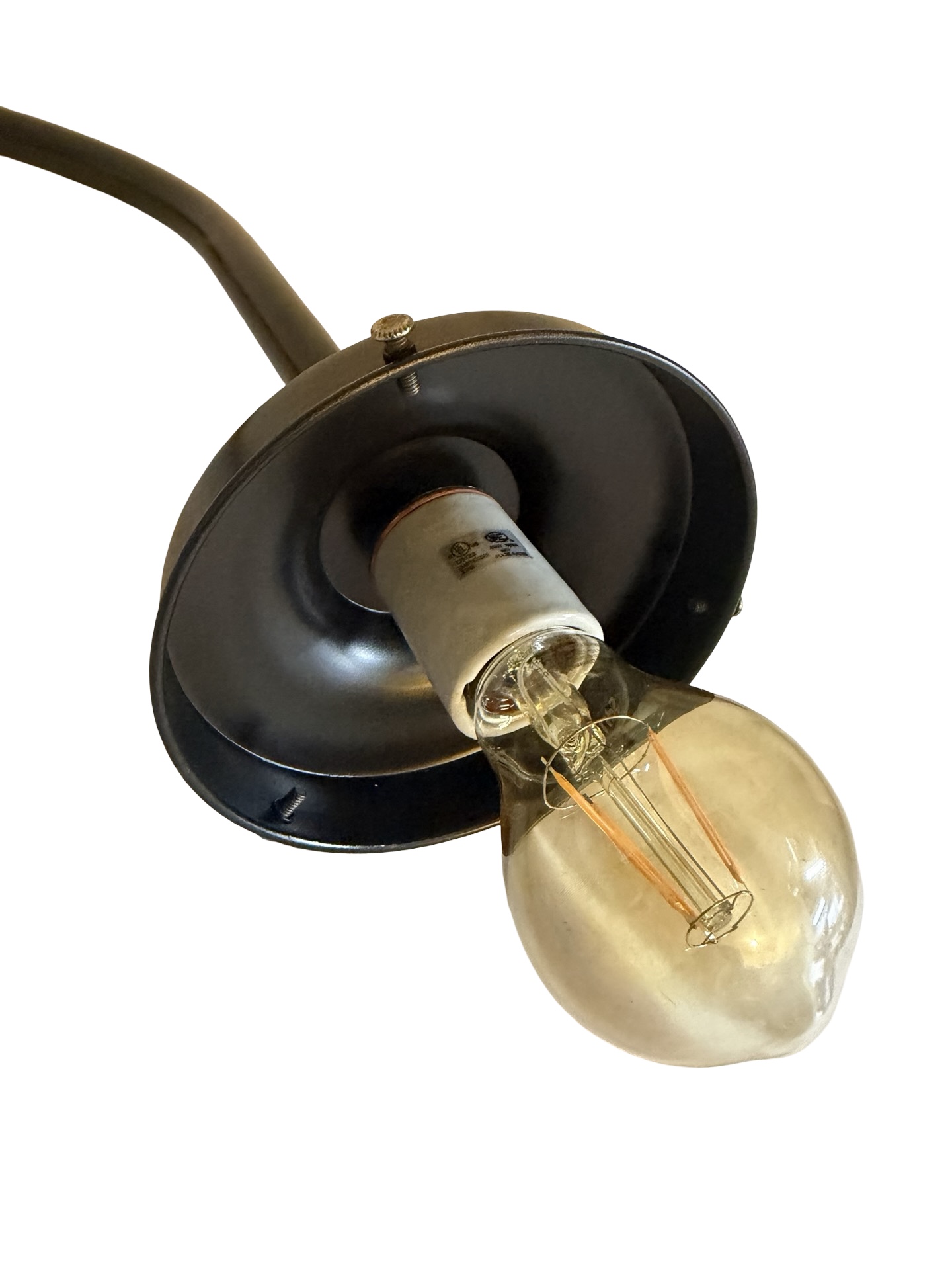 VL1403 Antique c1915 Gooseneck Arm Sconce Outdoor Light 8in Prismatic Globe - Image 5