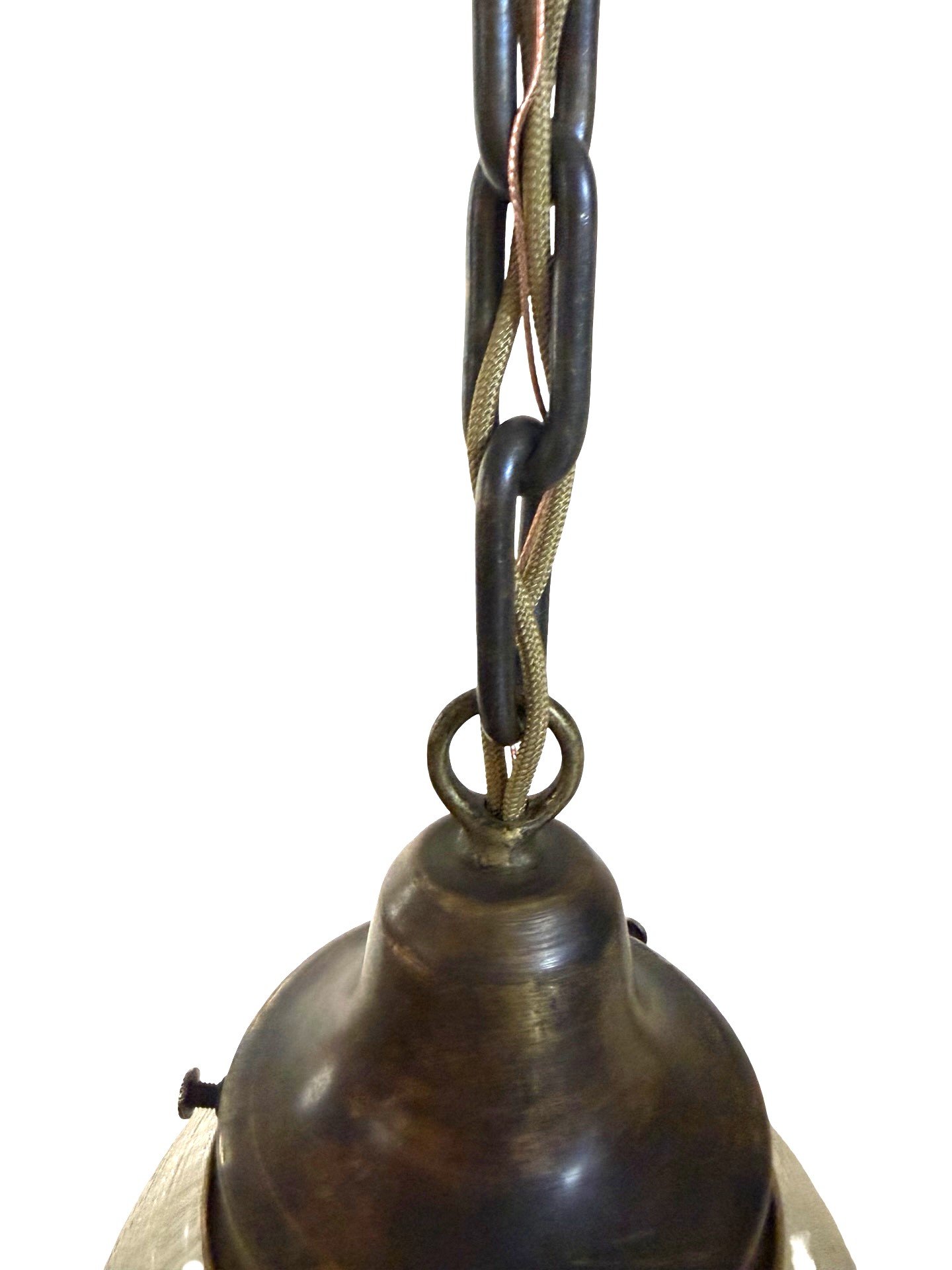 VL1394 Antique c1915 Brass Pendants Stalagmite Dental Prismatic Shades Restored - Image 5