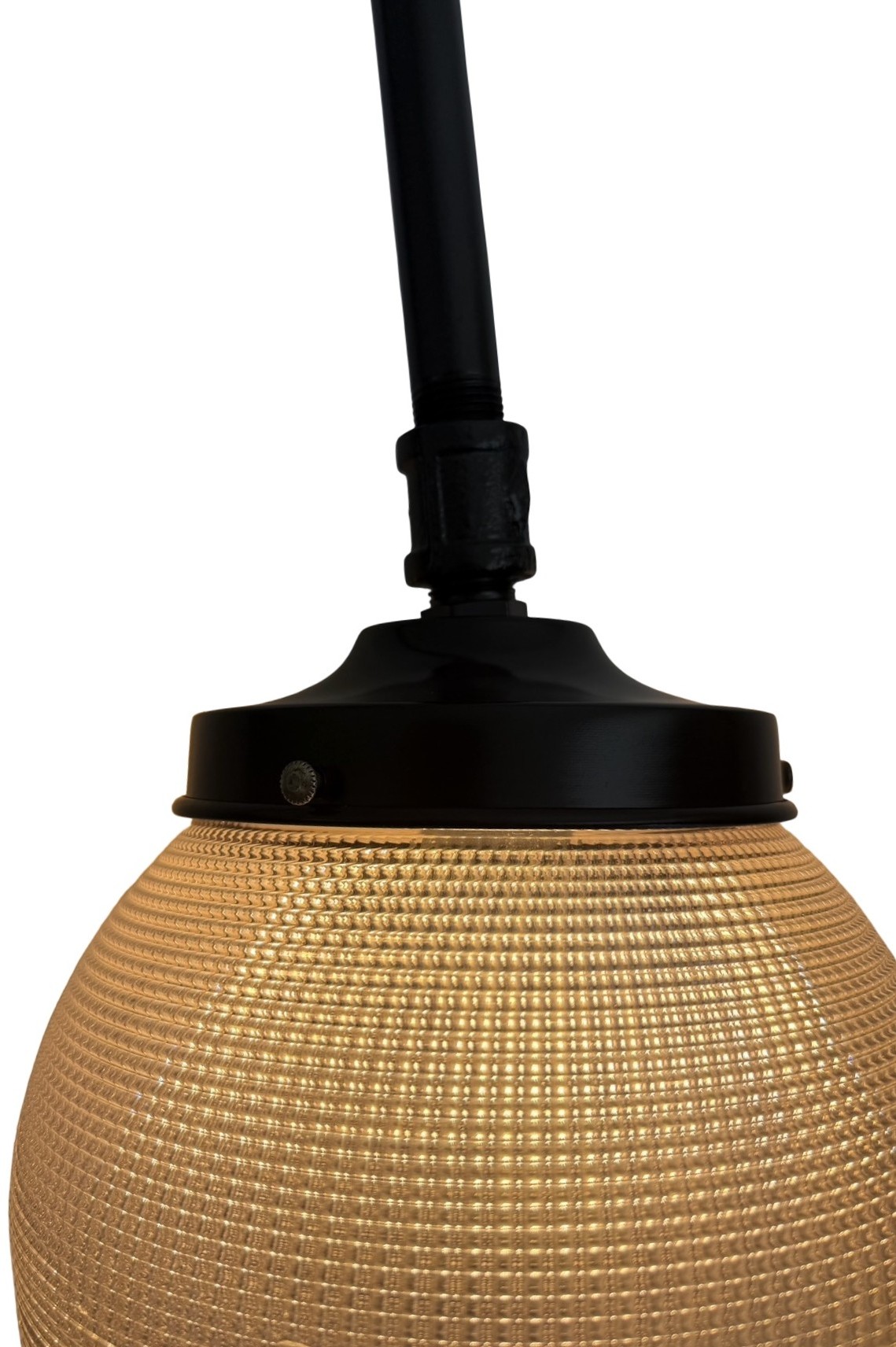 VL1403 Antique c1915 Gooseneck Arm Sconce Outdoor Light 8in Prismatic Globe - Image 4