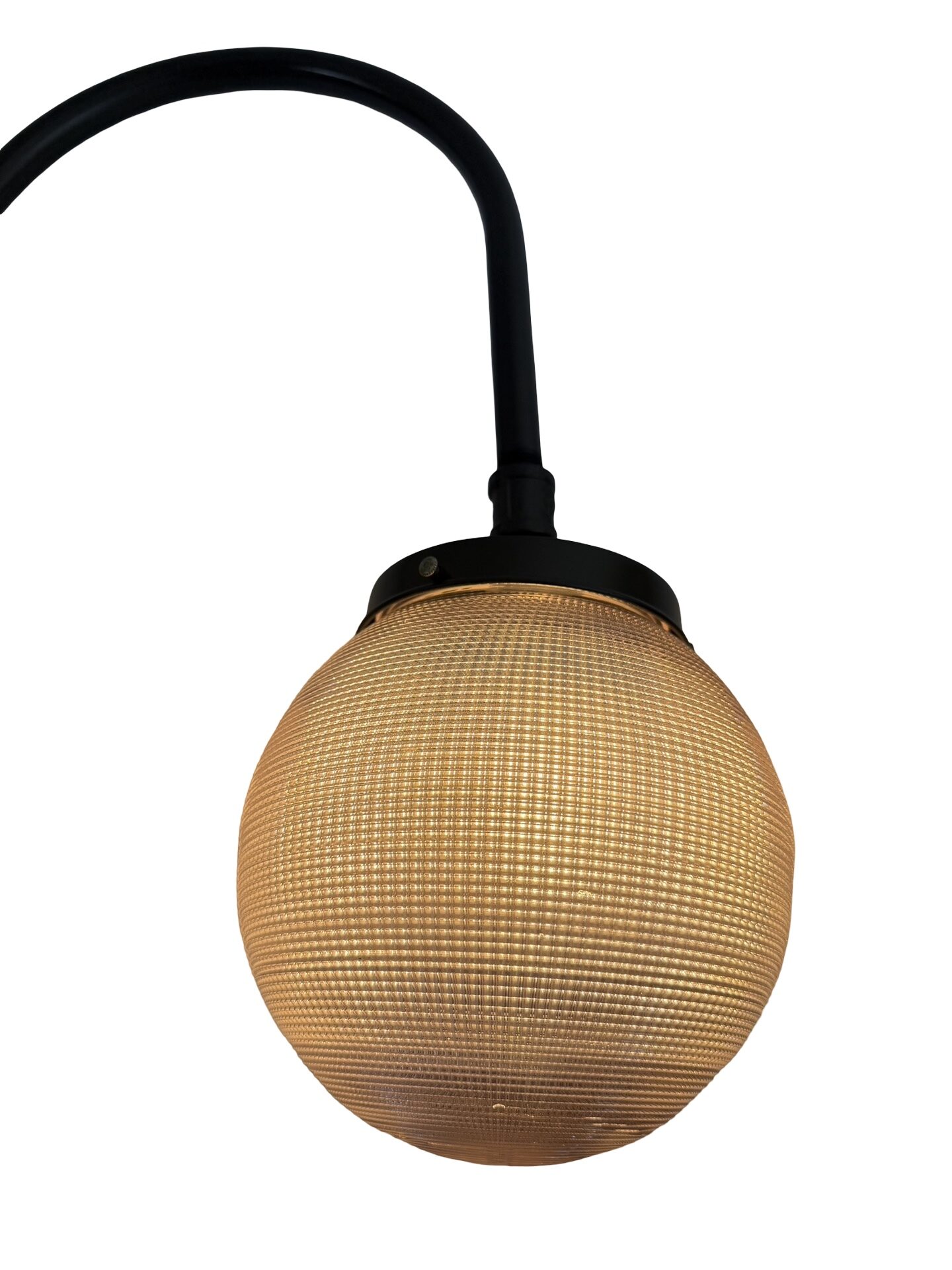 VL1403 Antique c1915 Gooseneck Arm Sconce Outdoor Light 8in Prismatic Globe - Image 3
