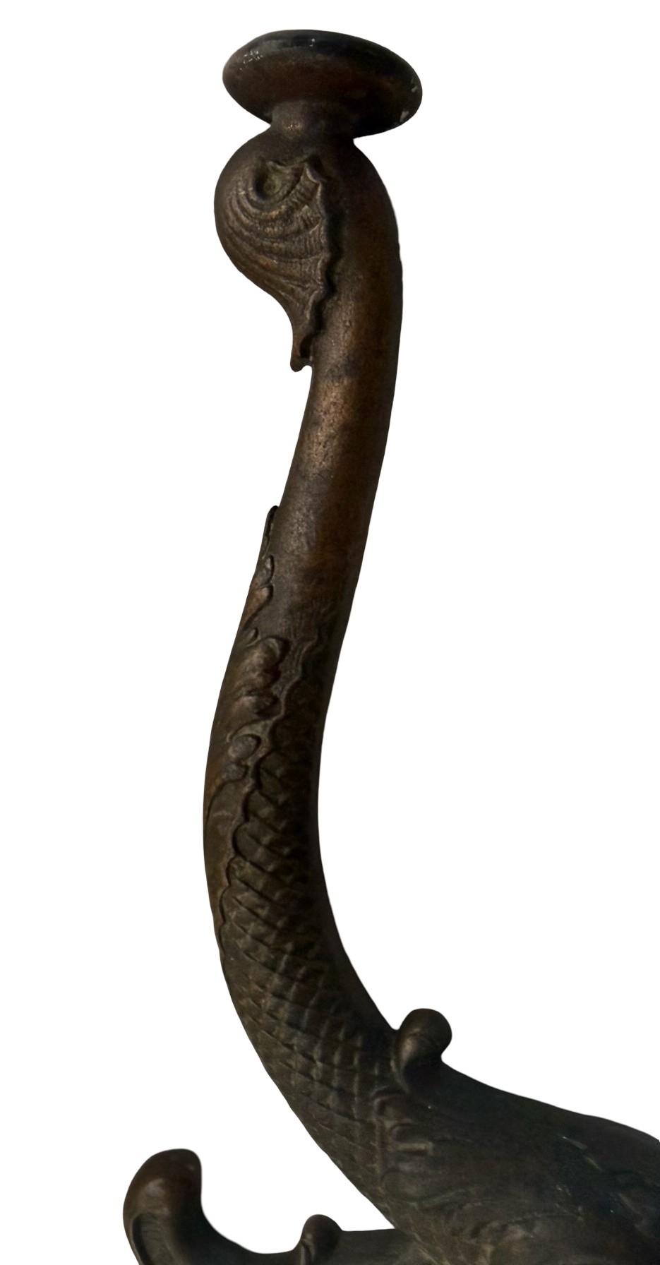 AH1050 Pair Antique c1890 Victorian Large 8” Cast Iron Wall Hooks Dolphin - Image 4