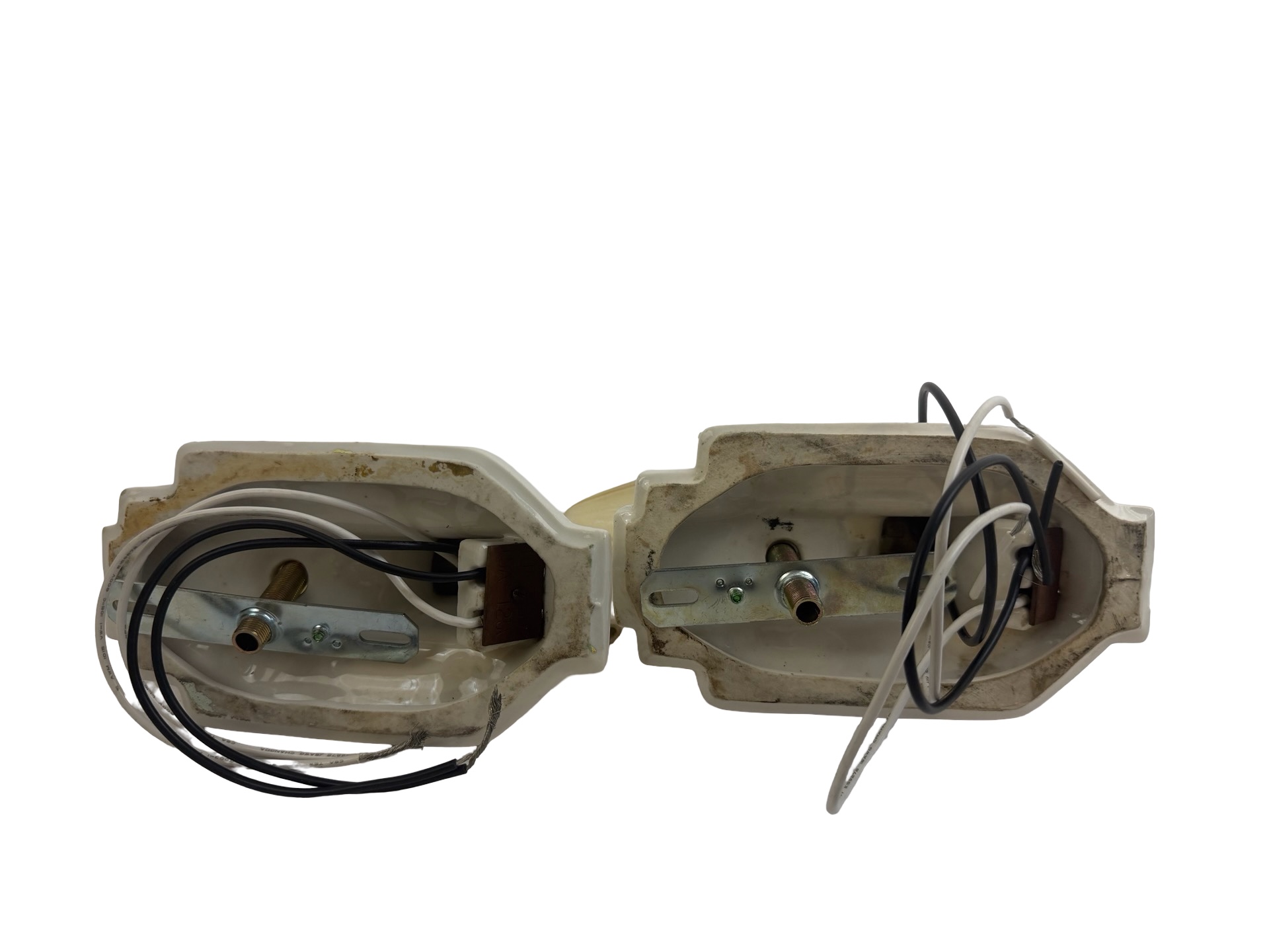 VL1409 Pair Antique c1920 Porcelain Art Deco Streamline Sconces Restored - Image 4