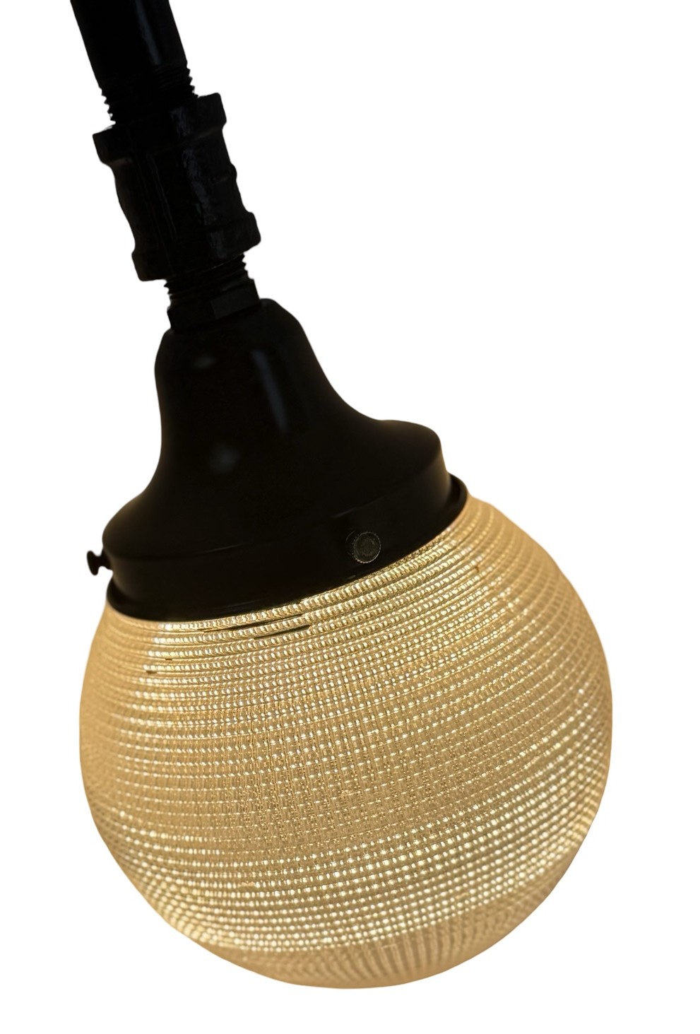 VL1406 Antique c1915 Gooseneck Arm Sconce Barn Garage Light 5in Prismatic Globe - Image 4