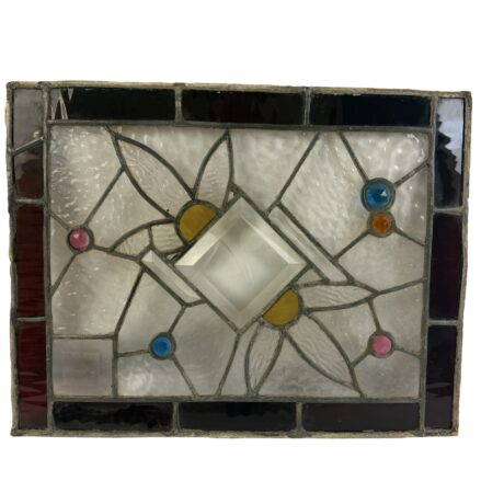 AG1107 Antique c1890 Victorian Aesthetic Era Piano Window Beveled Faceted Jewels