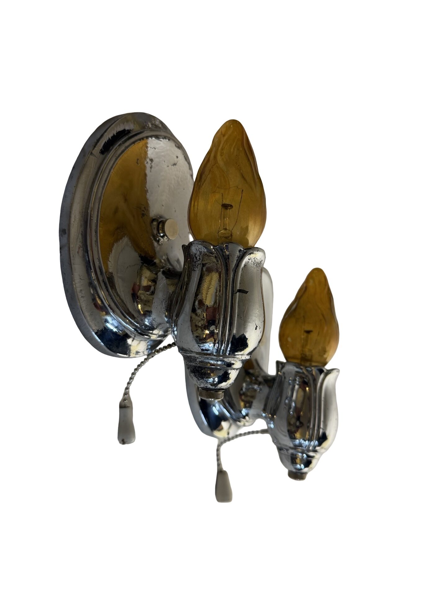 VL1407 Pair Art Deco c1925 Lightolier Nickel Plated Brass Sconces Restored - Image 2