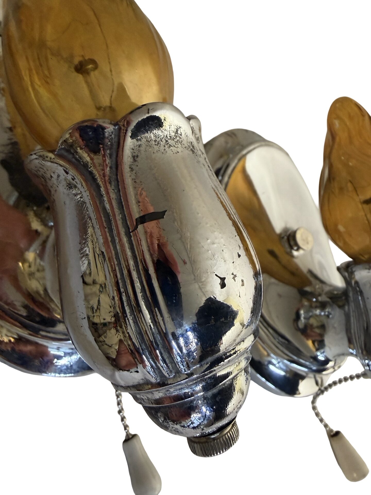 VL1407 Pair Art Deco c1925 Lightolier Nickel Plated Brass Sconces Restored - Image 8