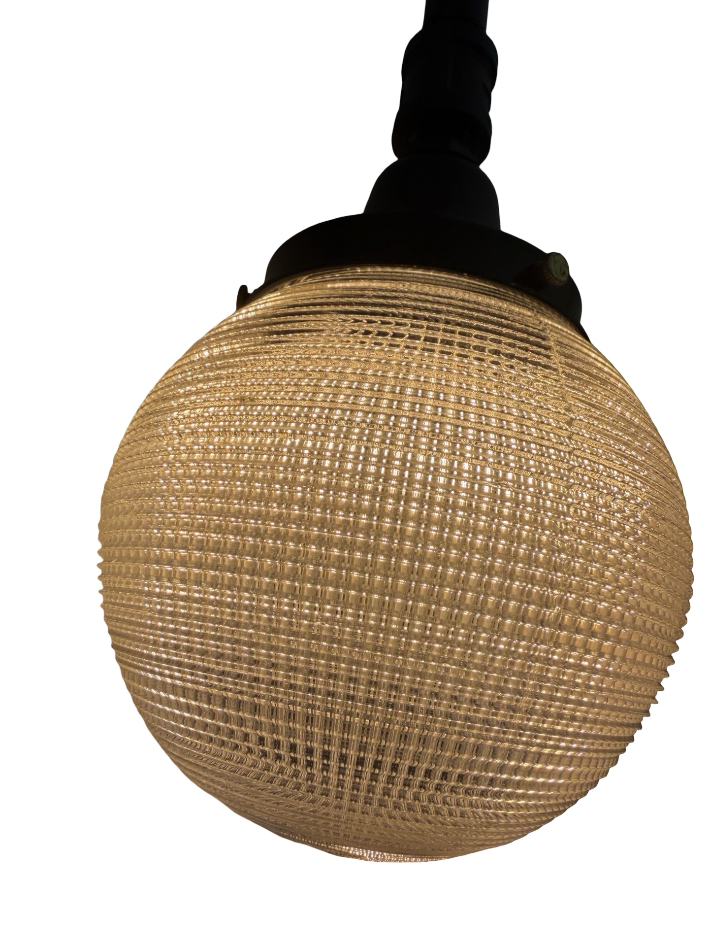 VL1406 Antique c1915 Gooseneck Arm Sconce Barn Garage Light 5in Prismatic Globe - Image 6