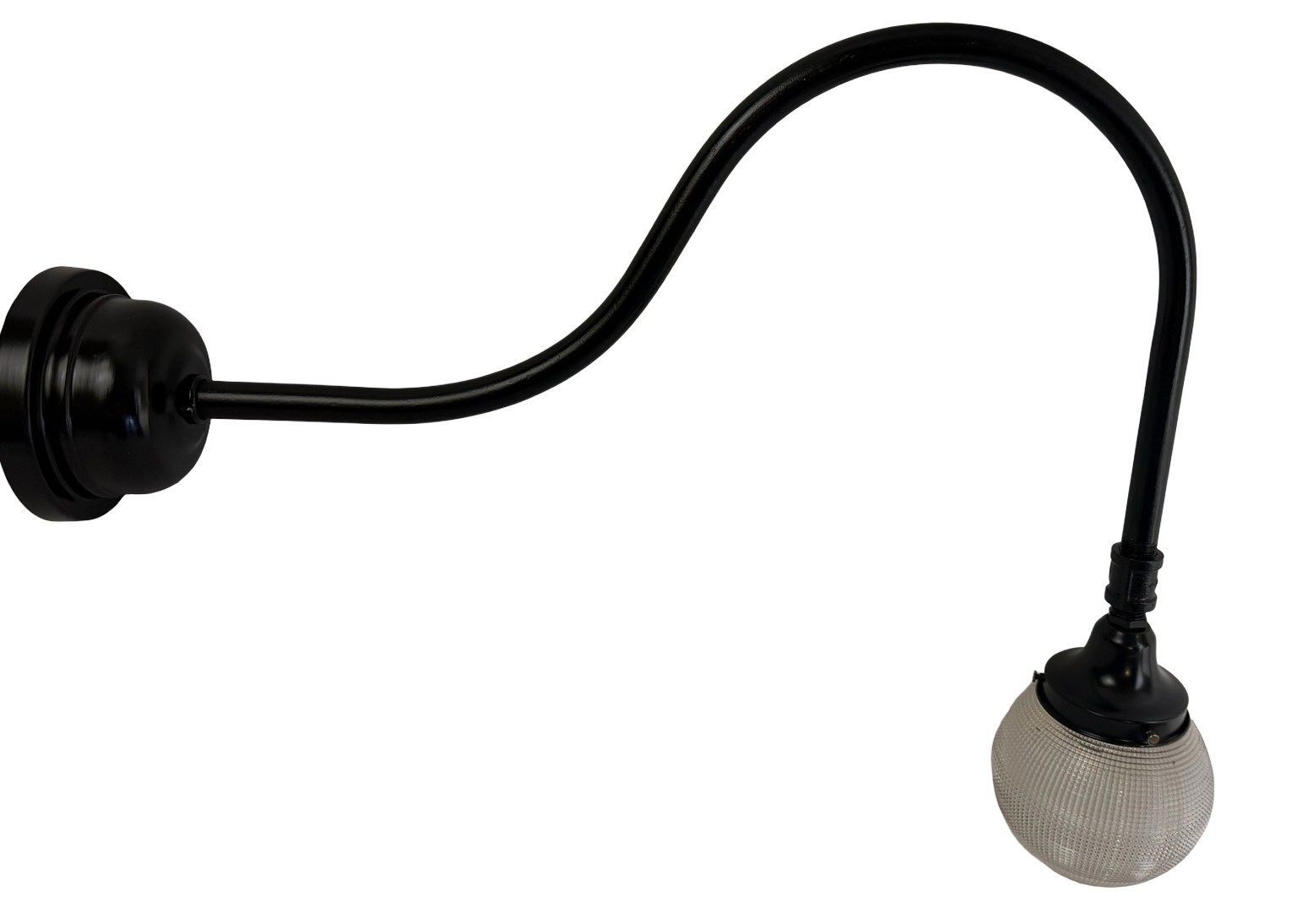 VL1406 Antique c1915 Gooseneck Arm Sconce Barn Garage Light 5in Prismatic Globe - Image 2