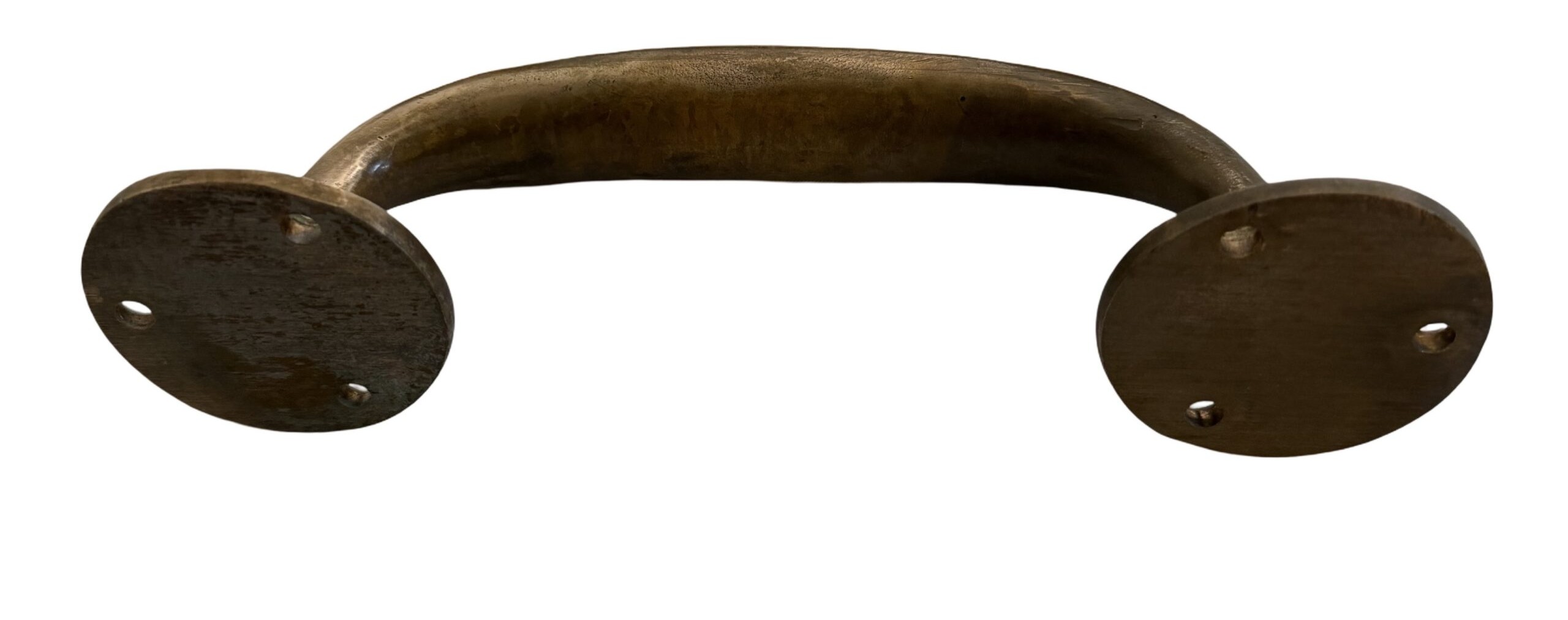 AH1052 Antique c1900 Heavy 7 1/2” Brass Bronze Door Drawer Pull Restored - Image 2