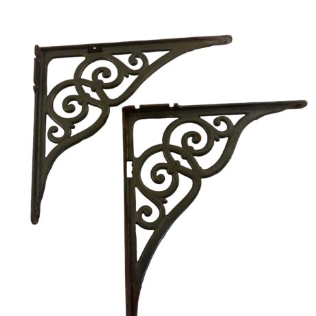 AH1051 Pair Large Antique c1900 Cast Iron Victorian Sink Brackets SMC Restored
