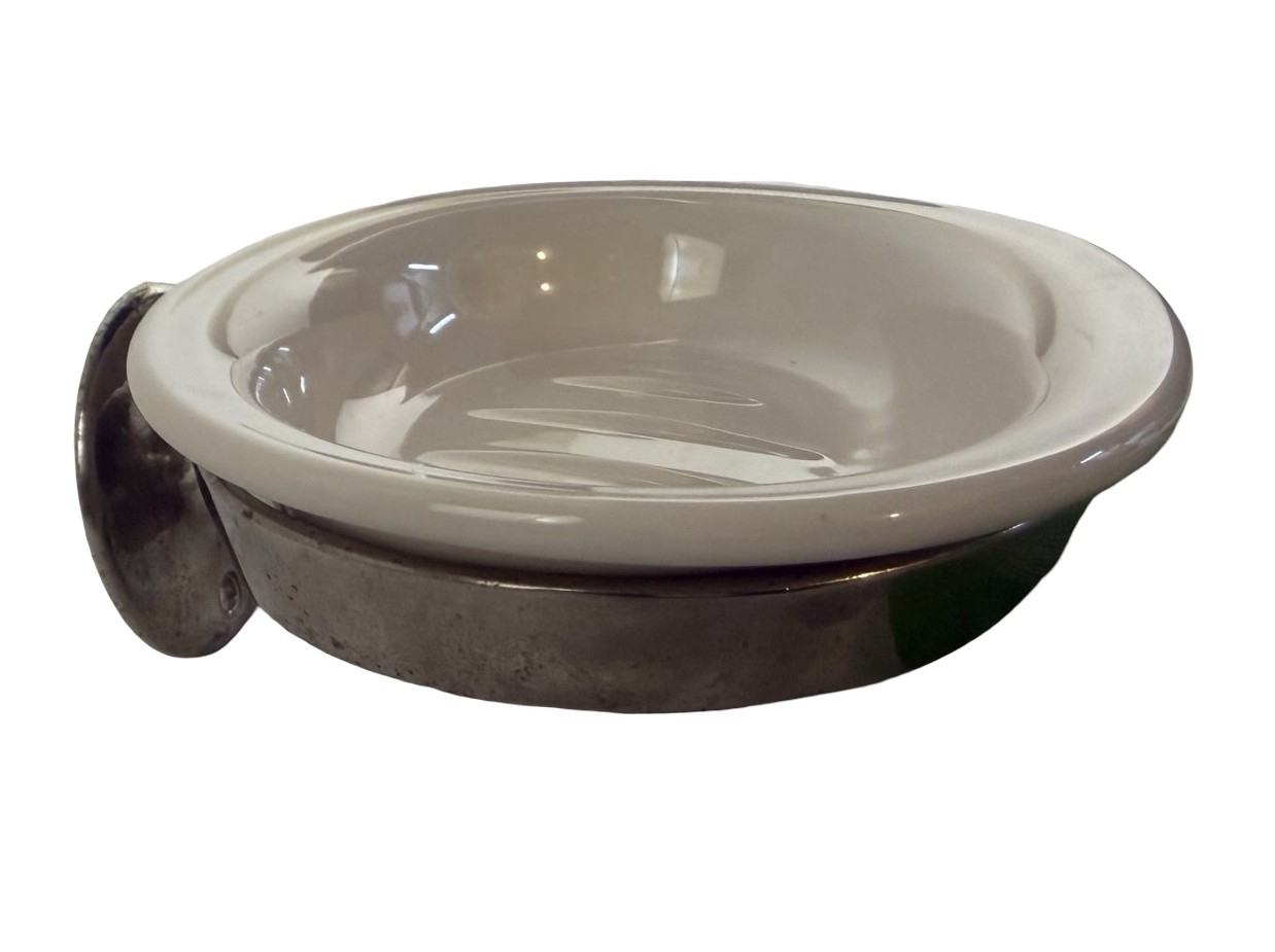 VBP1122 Antique c1908 JL Mott Nickel Plated Wall Mount Soap Dish Holder Restored - Image 3