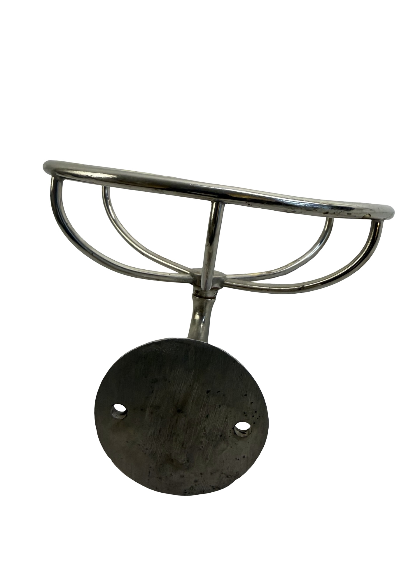 VBP1126 Antique c1910 Nickel Plated Brass Wall Mount Sponge Soap Holder Restored - Image 4