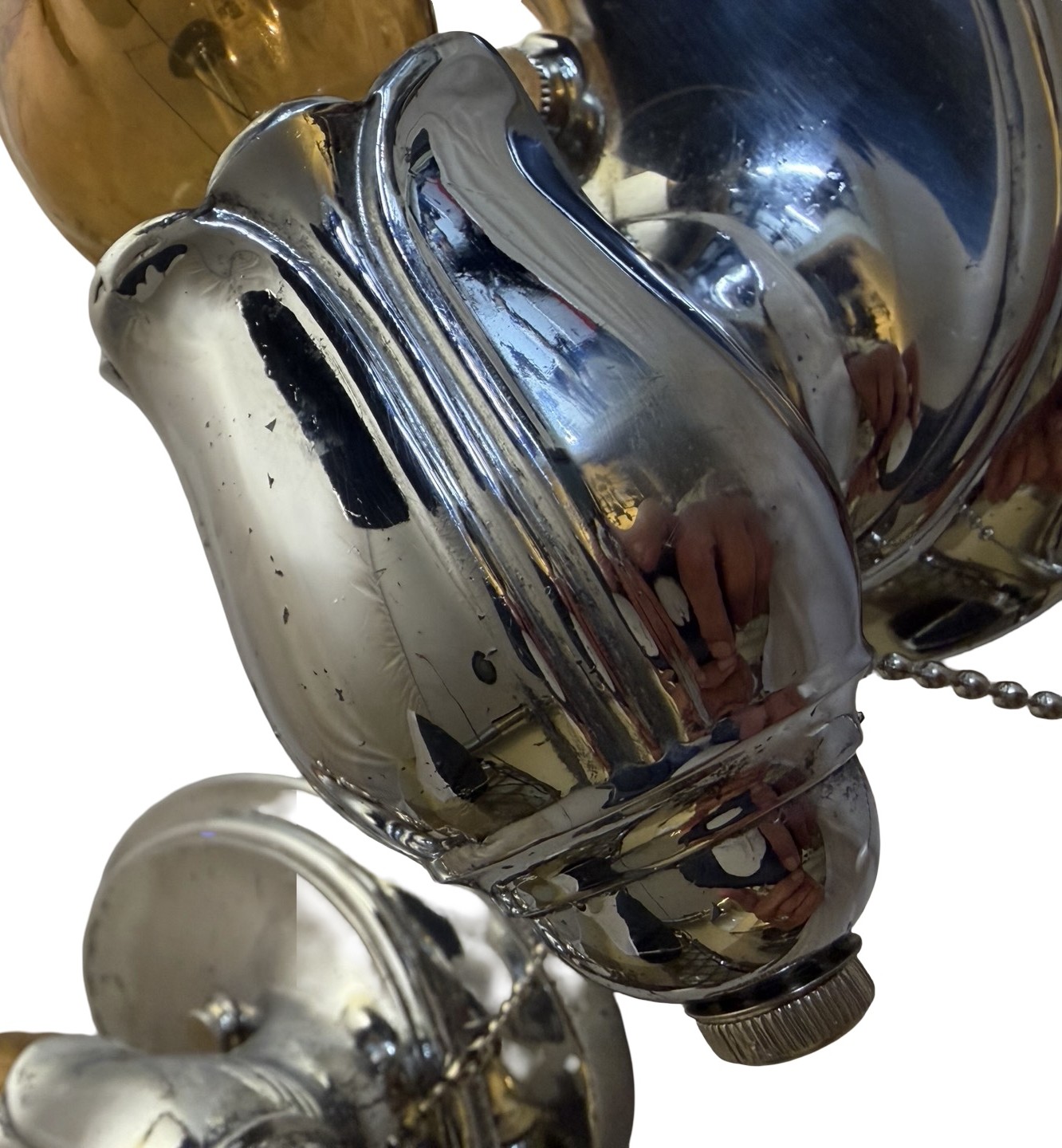 VL1407 Pair Art Deco c1925 Lightolier Nickel Plated Brass Sconces Restored - Image 7