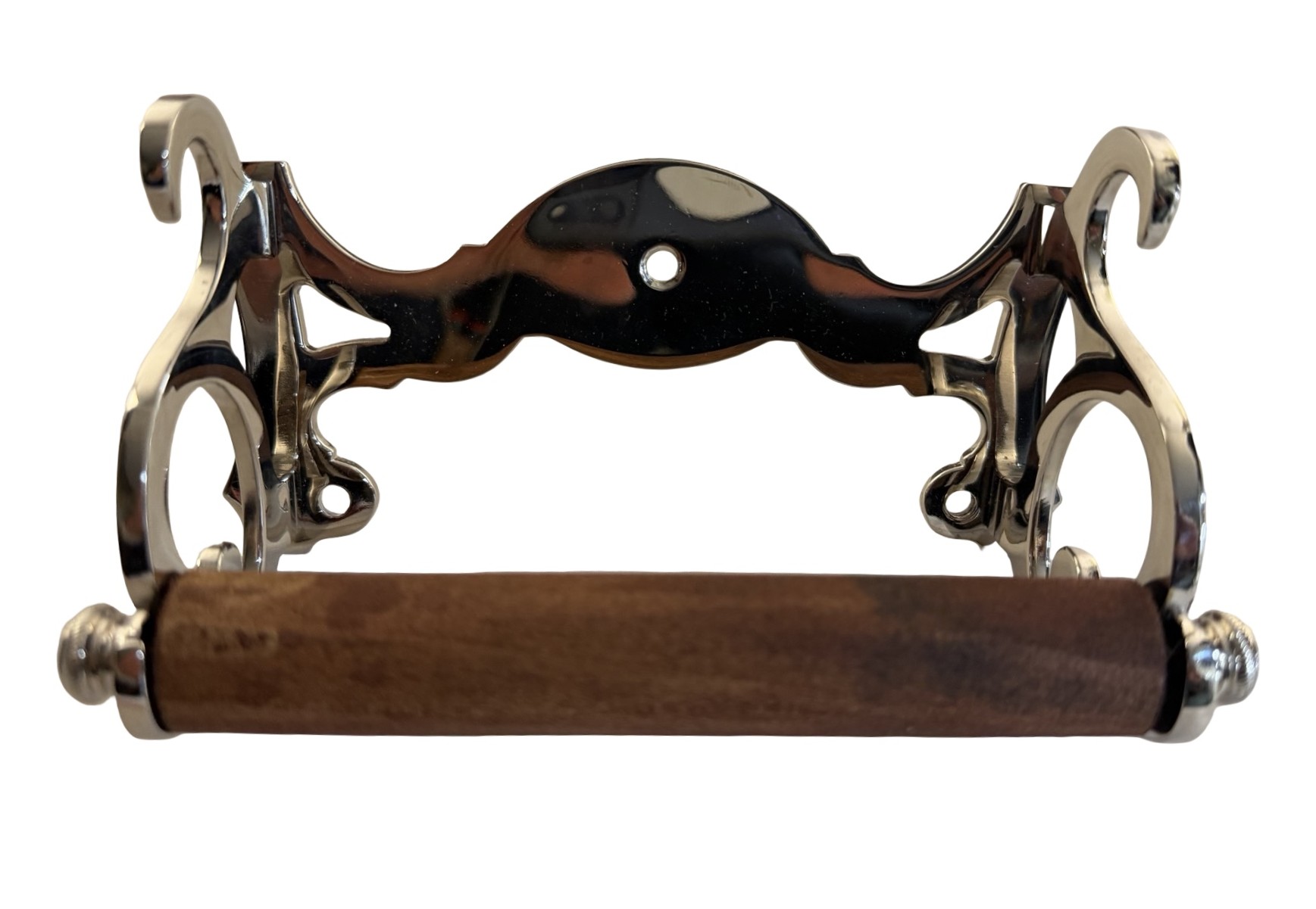 VBP1129 Antique c1910 Nickel Plated Brass Toilet Paper Tissue Holder Restored - Image 3