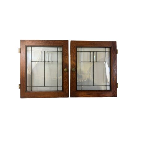 AG1108 Pair Antique c1915 Craftsman Arts & Crafts Cabinet Doors Beveled Original