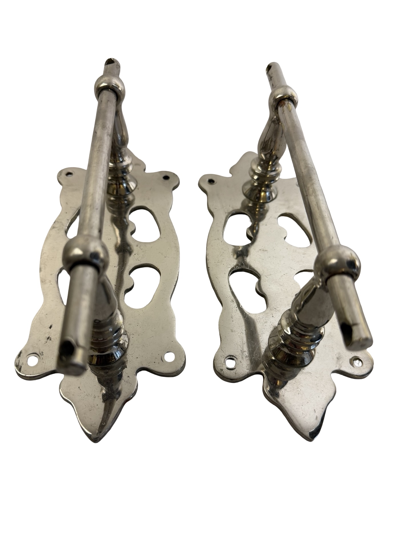VP1013 Antique c1900 Nickel Plated High Tank Toilet Parts Wall Stays Rods Pulls - Image 2