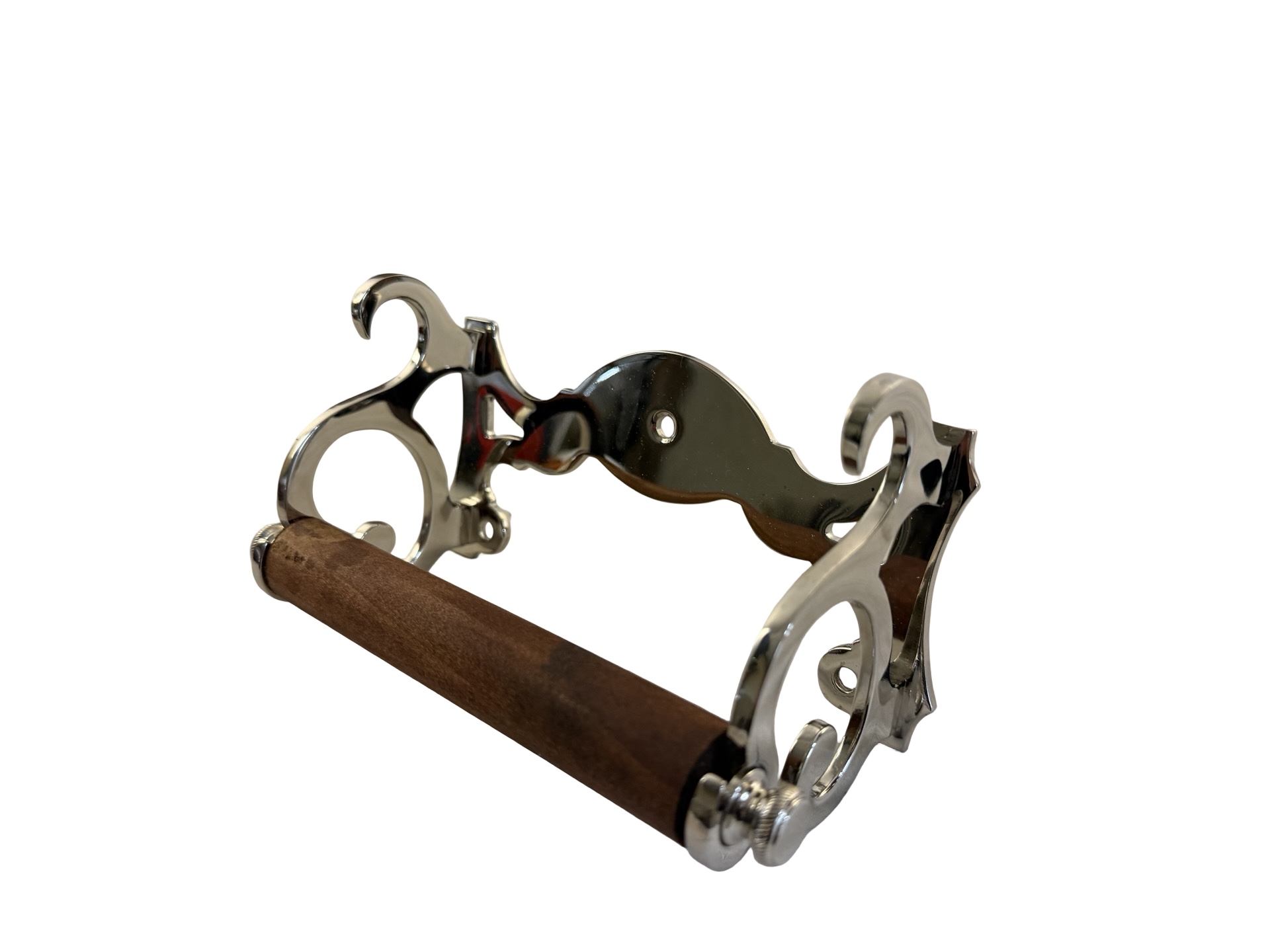 VBP1129 Antique c1910 Nickel Plated Brass Toilet Paper Tissue Holder Restored - Image 2